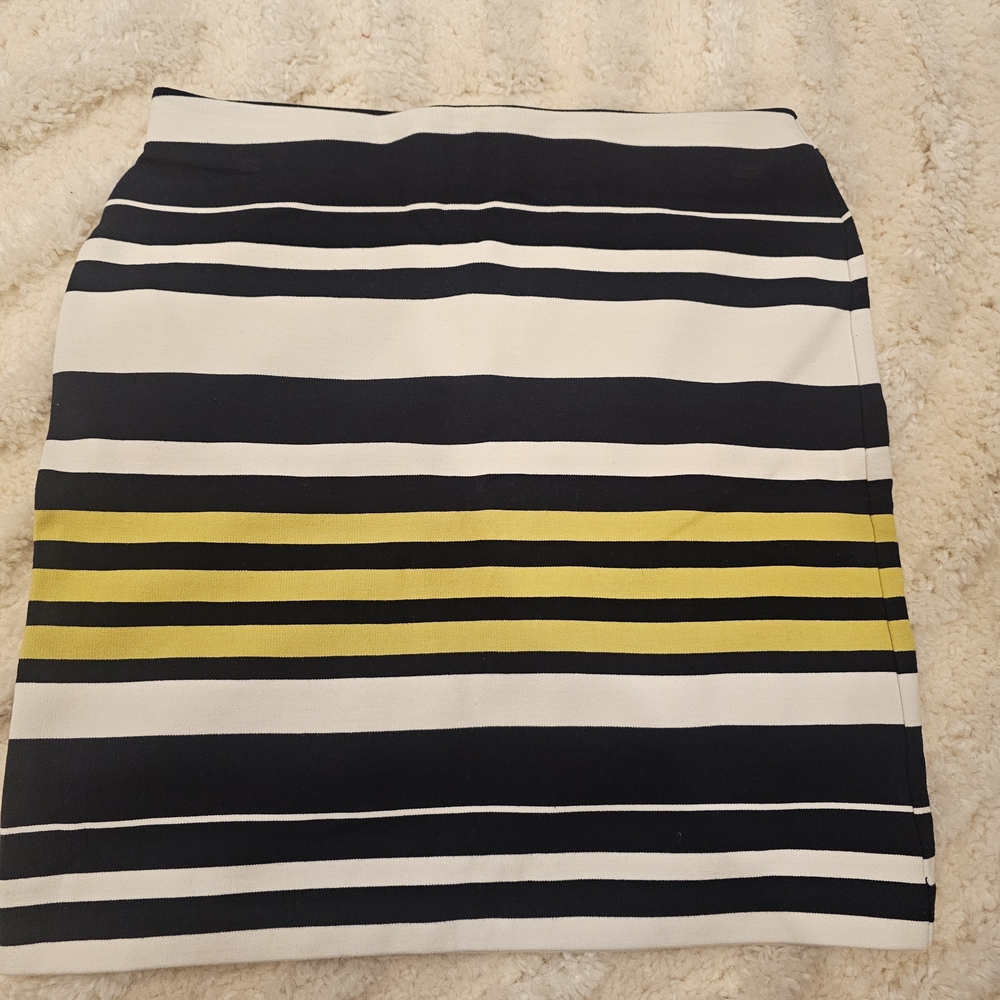 Ann Taylor Black and Yellow Striped Pencil Skirt